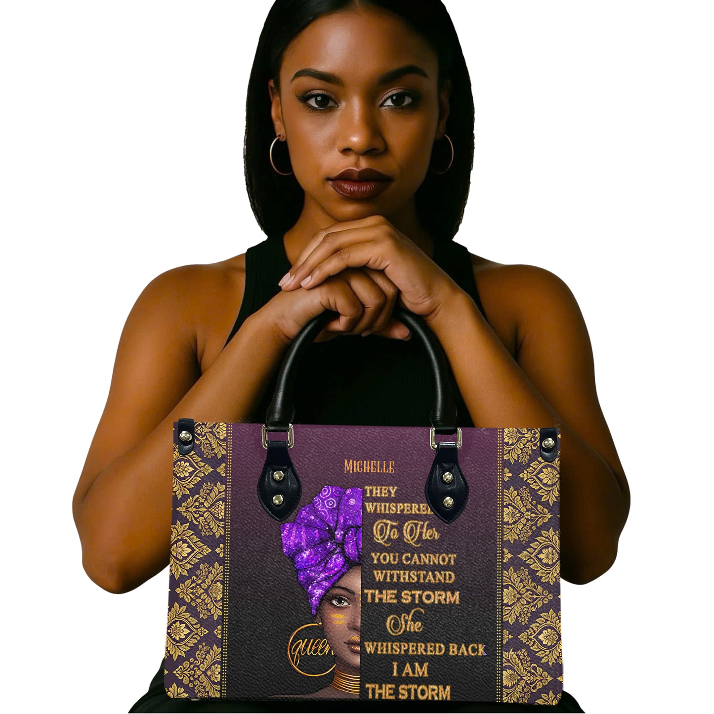They Whispered To Her (Purple 2) - Personalized Leather Handbag YA1-Ha