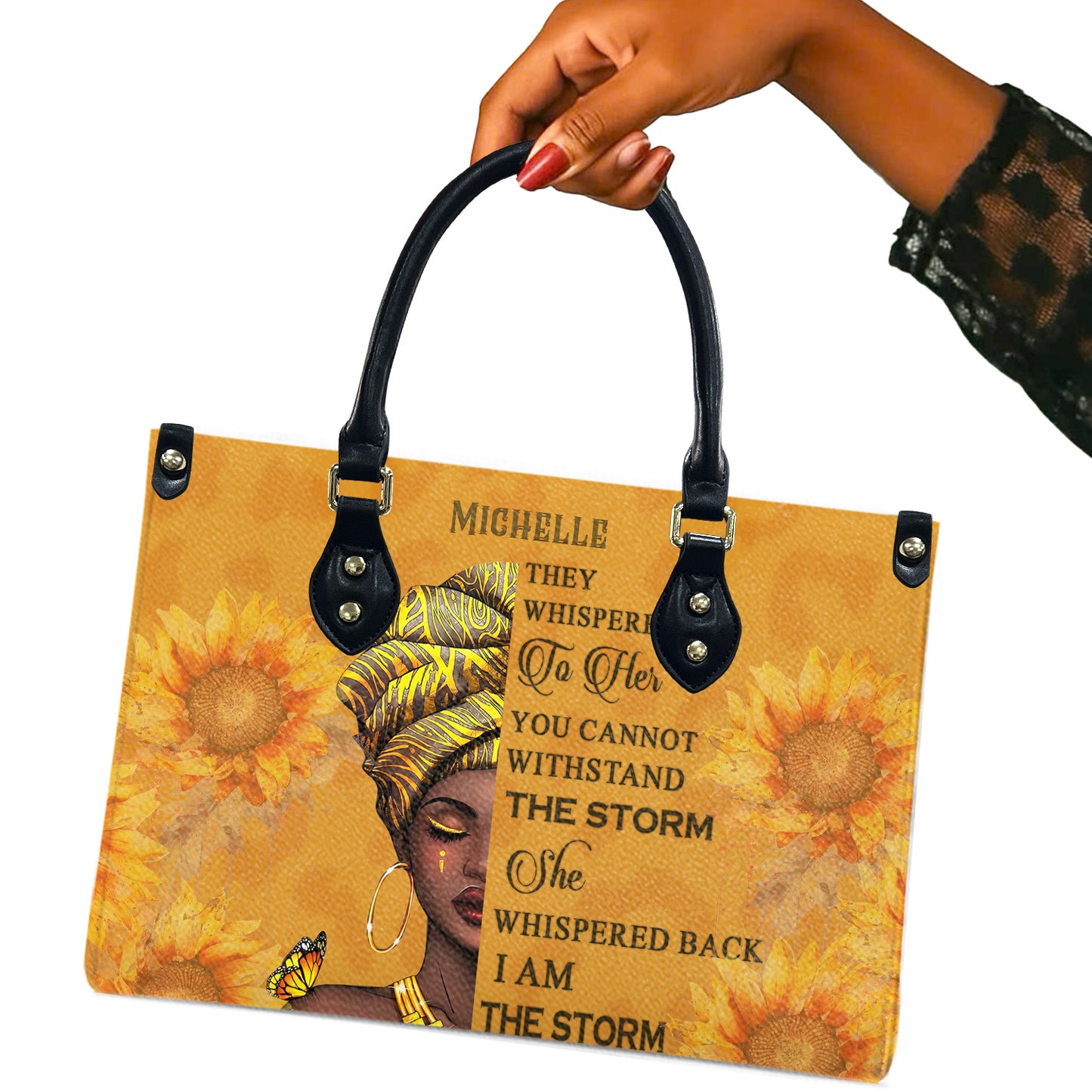 They Whispered To Her (Sunflower) - Personalized Leather Handbag YA1-Ha