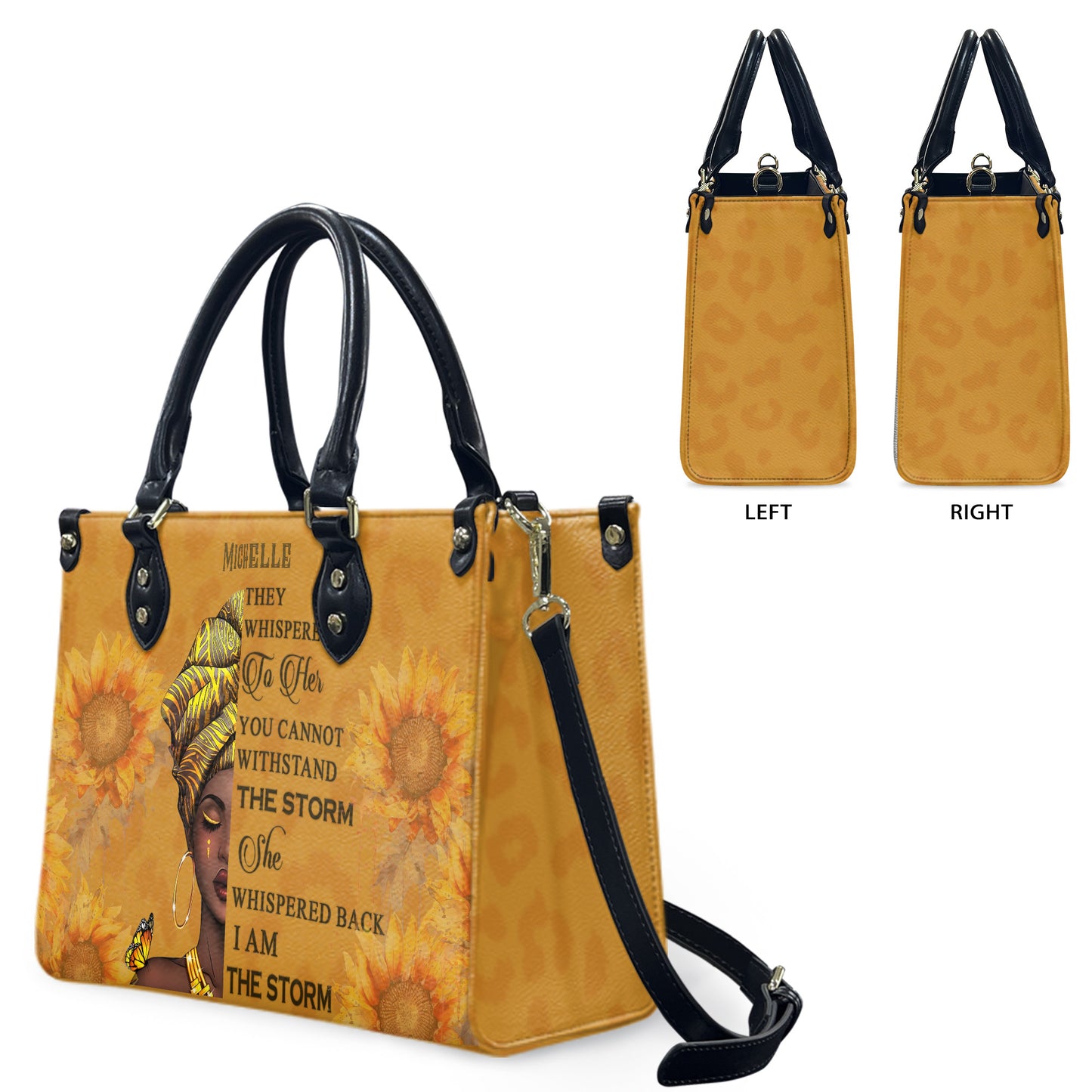 They Whispered To Her (Sunflower) - Personalized Leather Handbag YA1-Ha