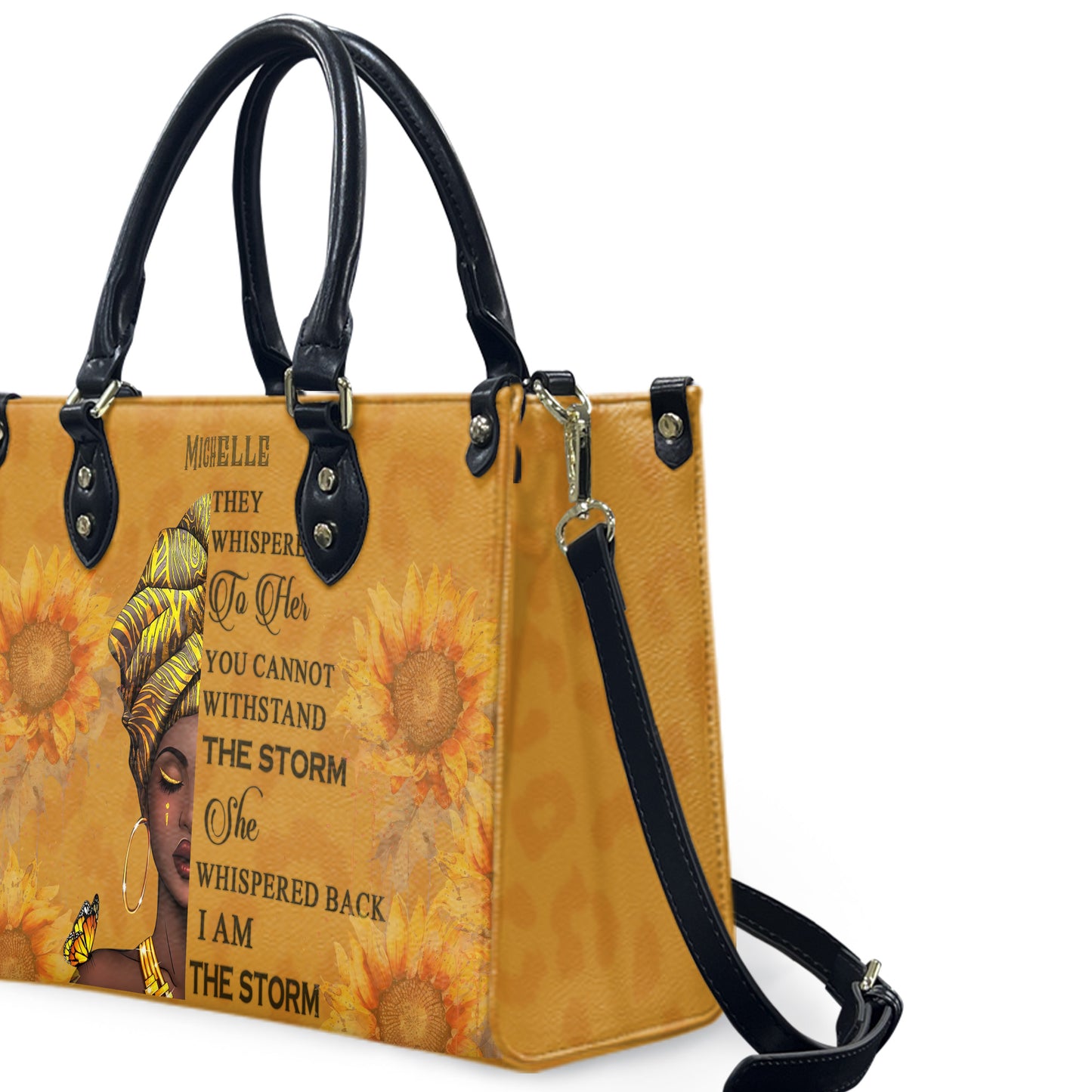 They Whispered To Her (Sunflower) - Personalized Leather Handbag YA1-Ha