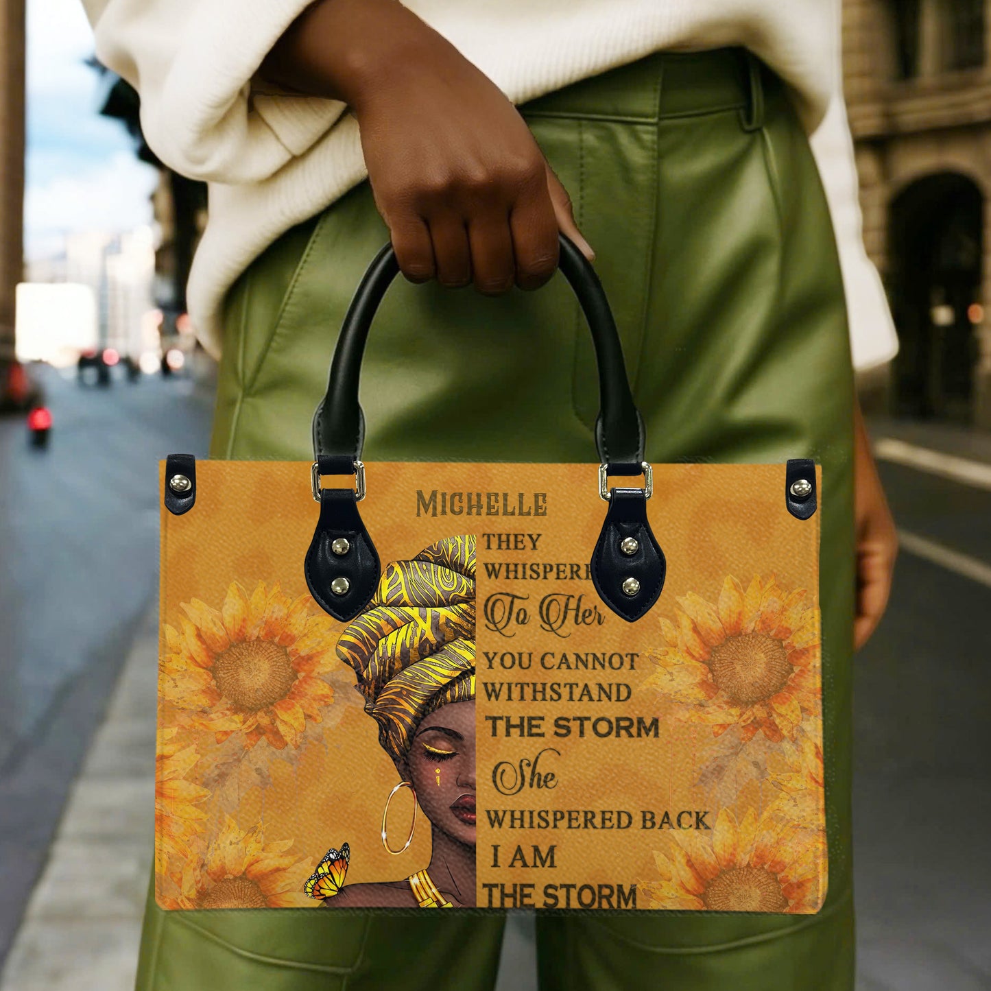 They Whispered To Her (Sunflower) - Personalized Leather Handbag YA1-Ha