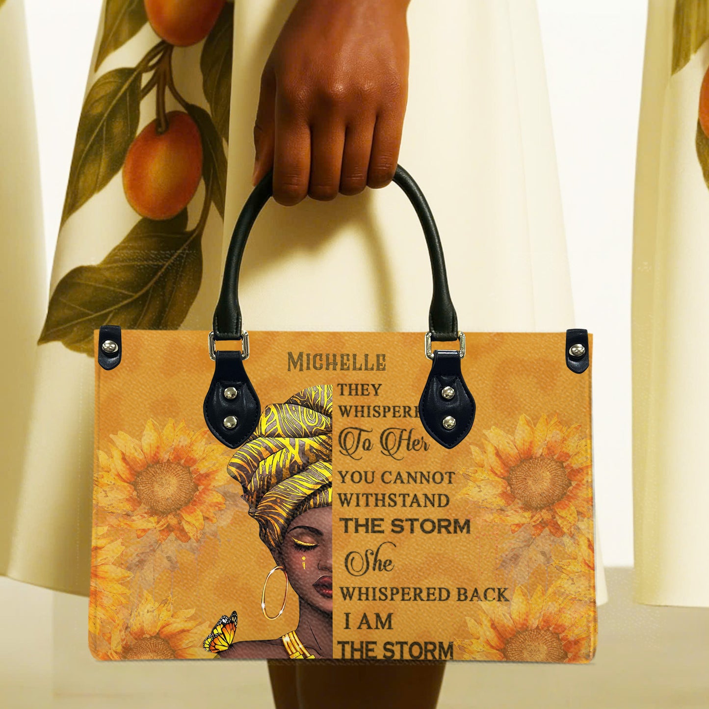 They Whispered To Her (Sunflower) - Personalized Leather Handbag YA1-Ha