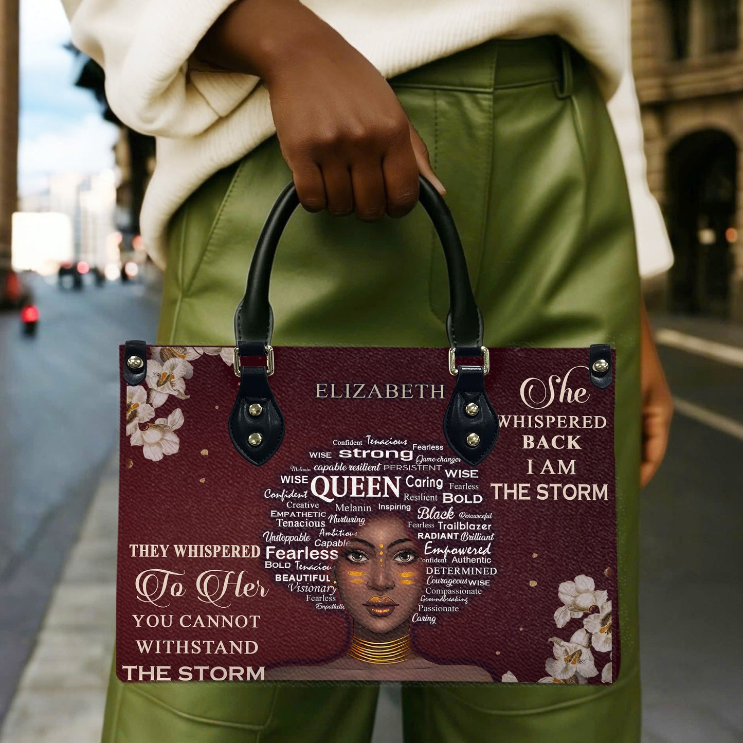 They Whispered To Her (Maroon) - Personalized Leather Handbag YA2-Ha