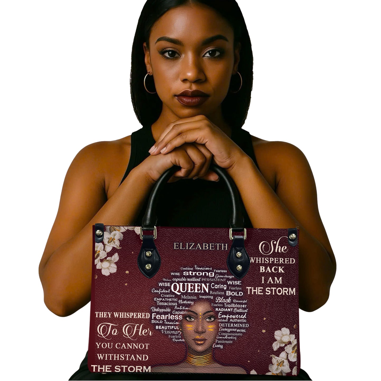 They Whispered To Her (Maroon) - Personalized Leather Handbag YA2-Ha