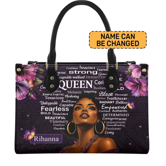 Personalized Queen Affirmation Leather Handbag — D01 product image