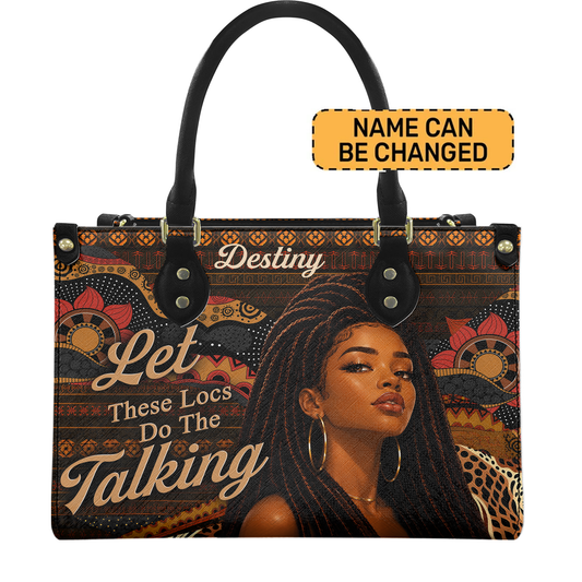 Personalized Let These Locs Do The Talking Leather Handbag — D01 product image
