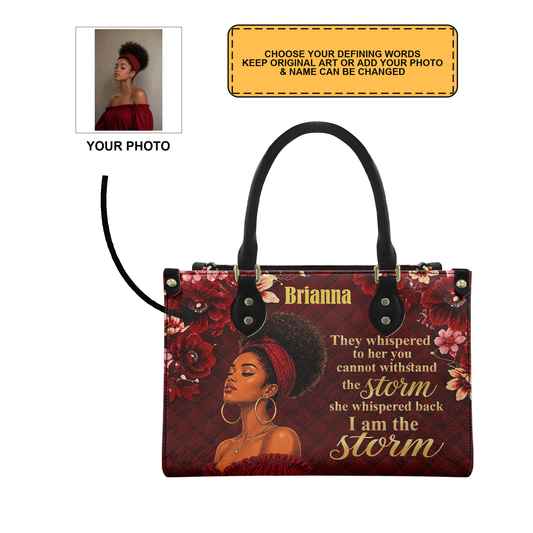 Personalized I Am The Storm – V1 Leather Handbag — D13 product image