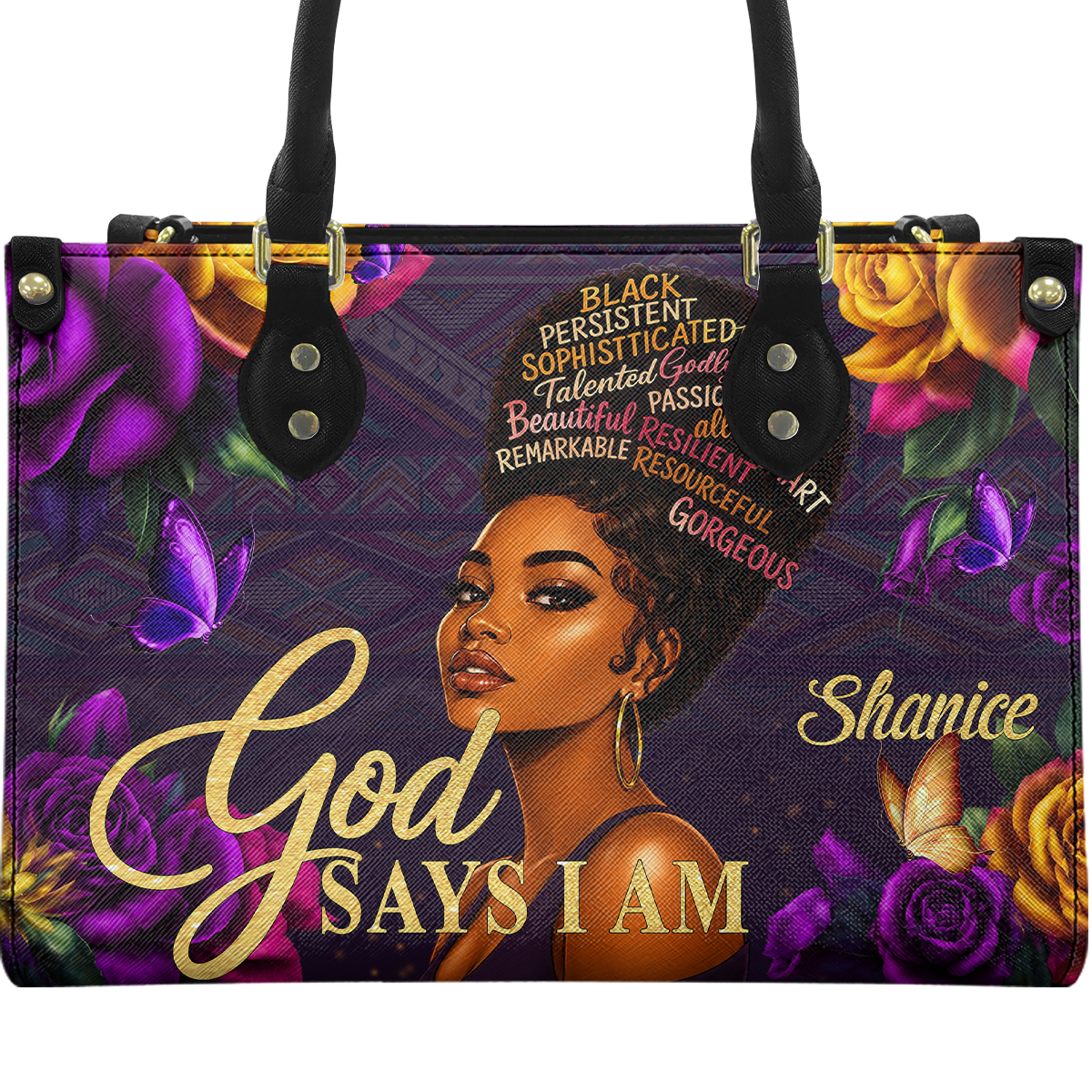 Personalized God Says I Am – V1 Leather Handbag — A09 product image