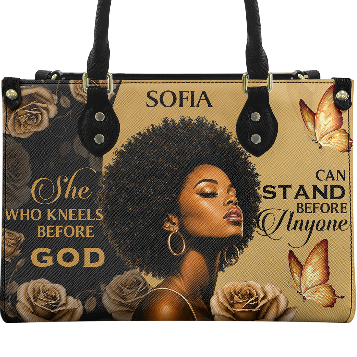 Personalized She Who Kneels Before God – V1 Leather Handbag — A09 product image