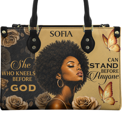 Personalized She Who Kneels Before God – V1 Leather Handbag — A09 product image