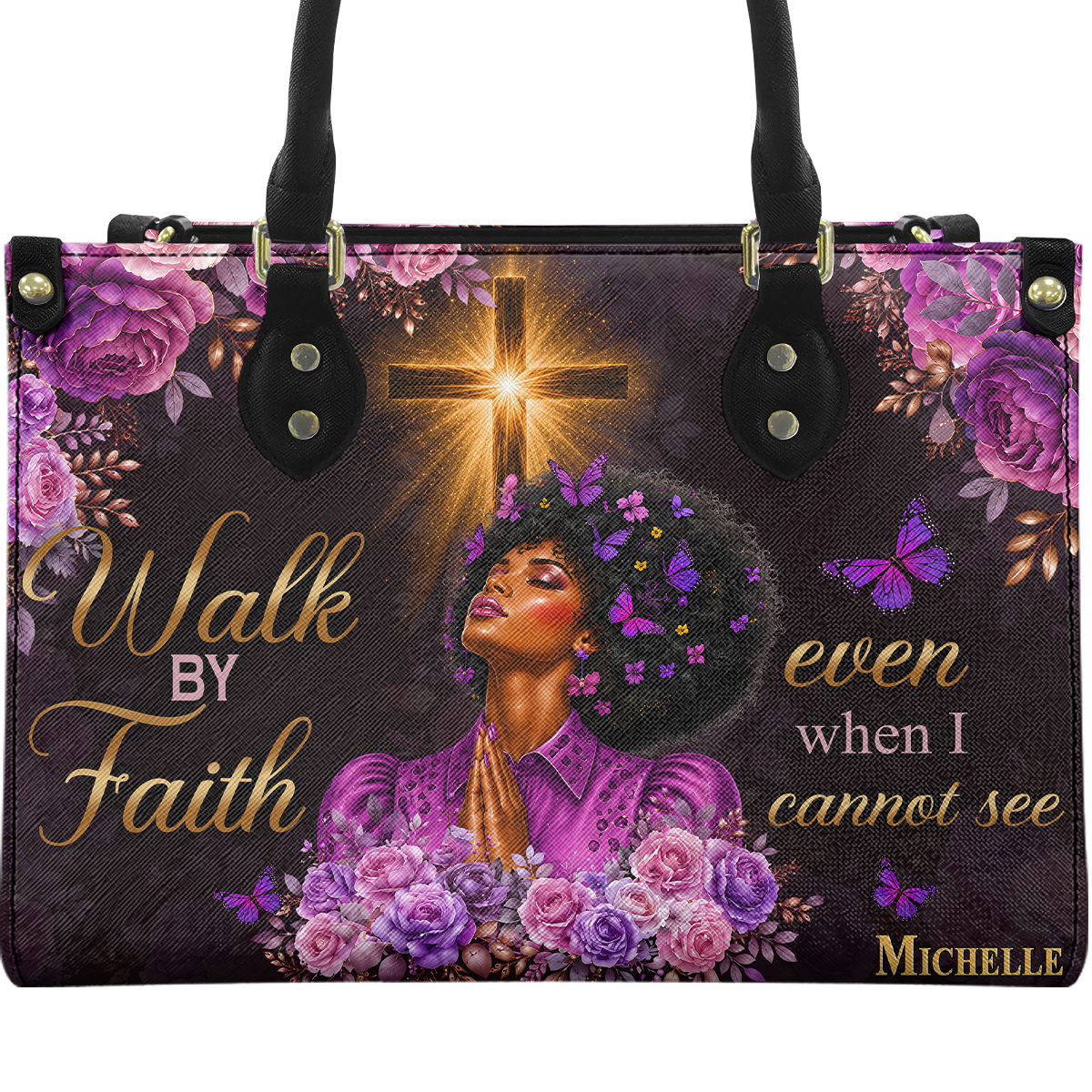 Personalized Walk By Faith Leather Handbag — A09 product image
