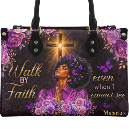 Personalized Walk By Faith Leather Handbag — A09 product image