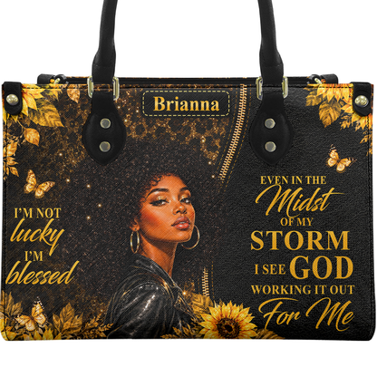 Personalized God Is Working It Out – V1 Leather Handbag — A09 product image