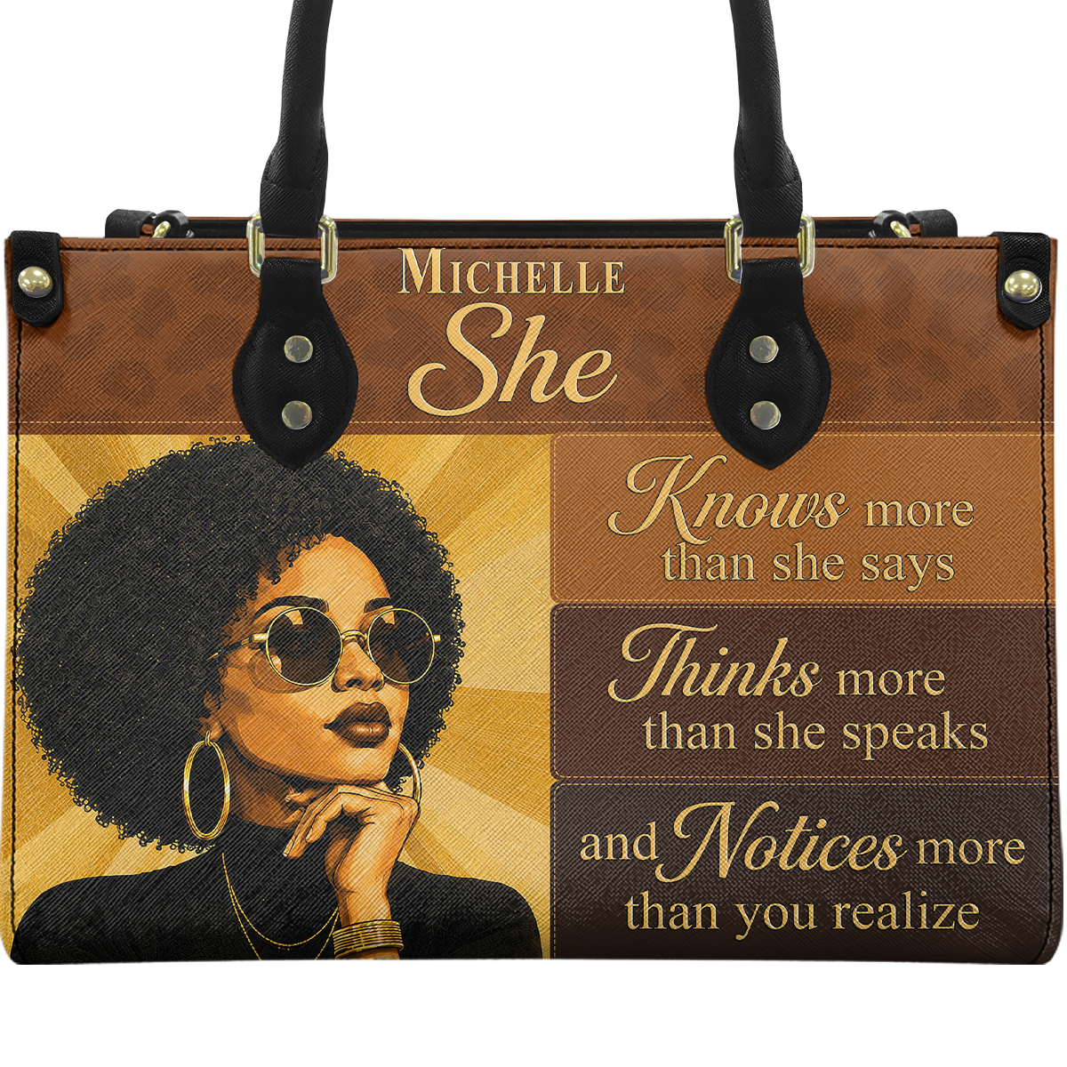 Personalized She Knows – V1 Leather Handbag — A09 product image