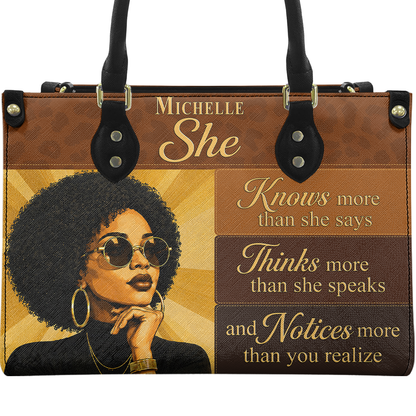 Personalized She Knows – V1 Leather Handbag — A09 product image
