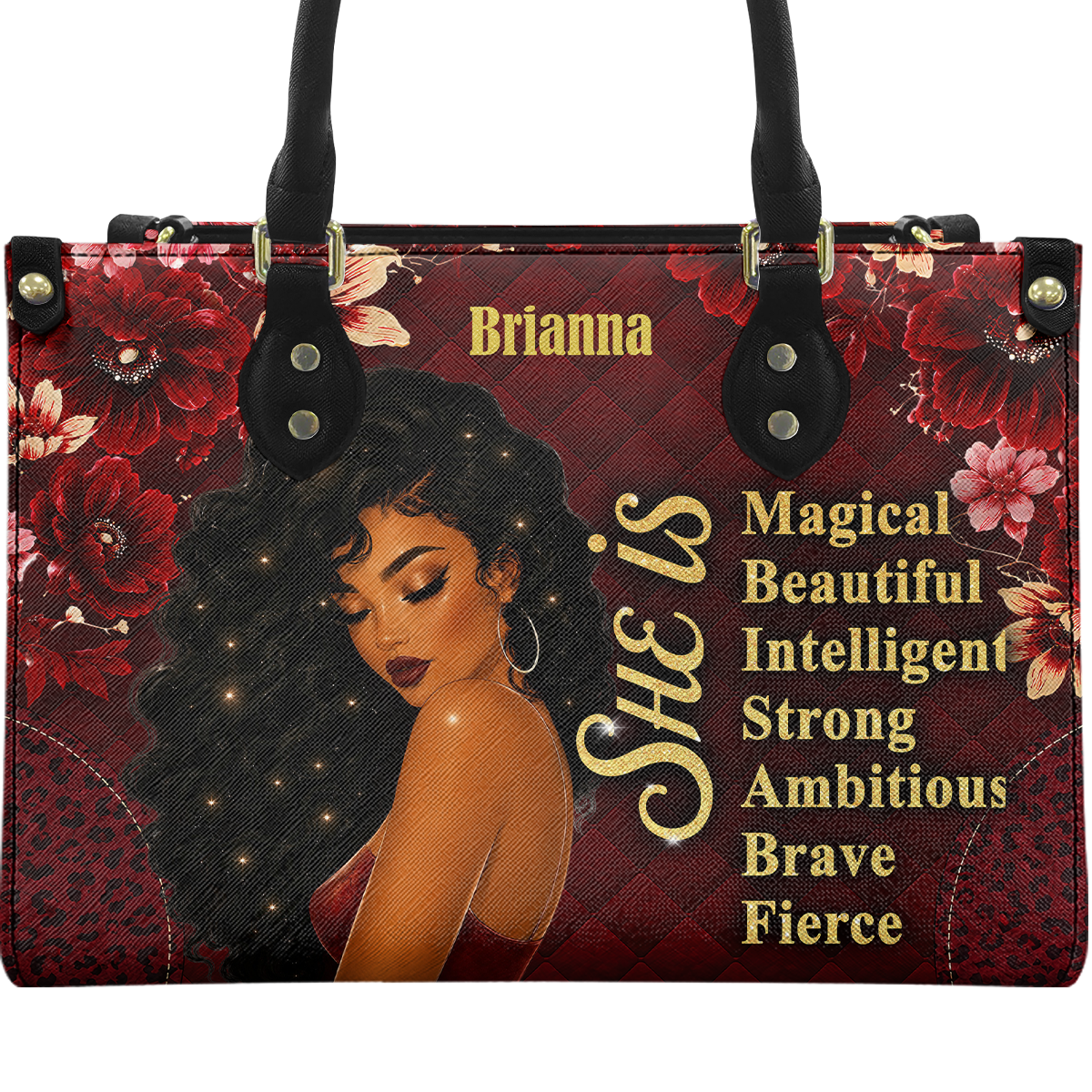 Personalized She Is Leather Handbag — A09 product image
