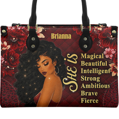 Personalized She Is Leather Handbag — A09 product image