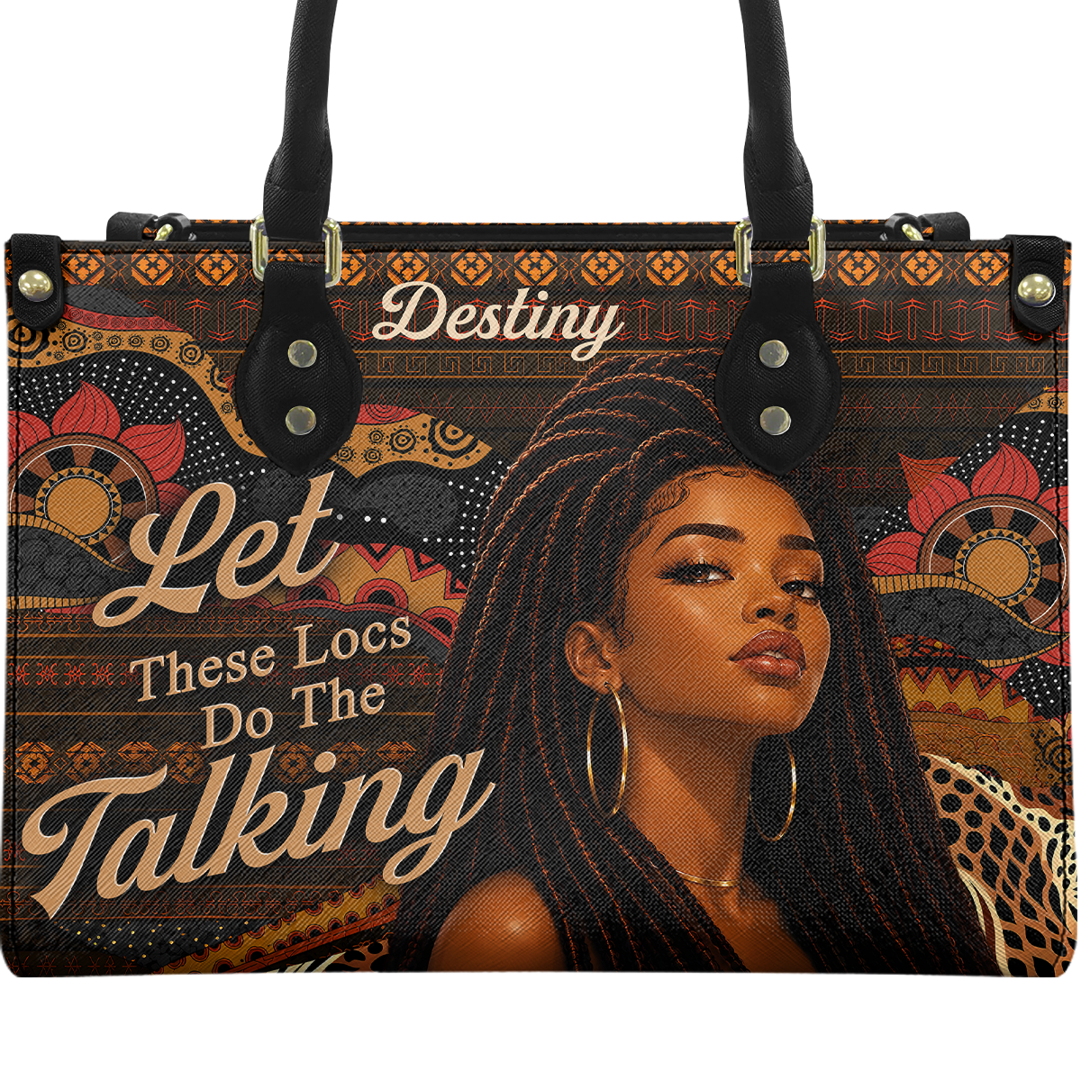 Personalized Let These Locs Do The Talking Leather Handbag — A09 product image