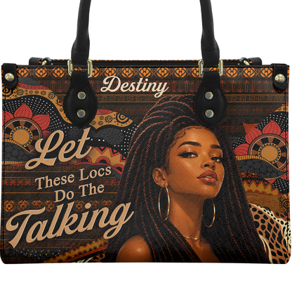 Personalized Let These Locs Do The Talking Leather Handbag — A09 product image