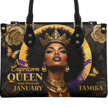 Personalized Zodiac Queen – V1 Leather Handbag — A09 product image