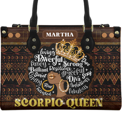 Personalized Zodiac Queen – V2 Leather Handbag — A09 product image