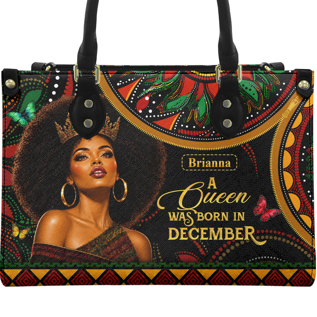 Personalized Birth Month Queen – V1 Leather Handbag — A09 product image