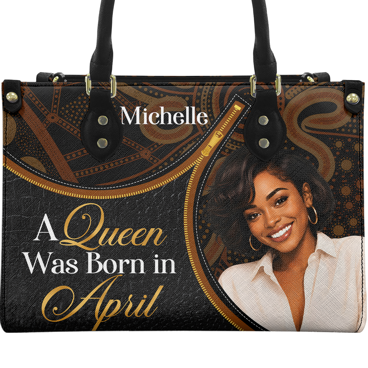 Personalized Birth Month Queen – V2 Leather Handbag — A09 product image