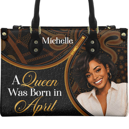 Personalized Birth Month Queen – V2 Leather Handbag — A09 product image