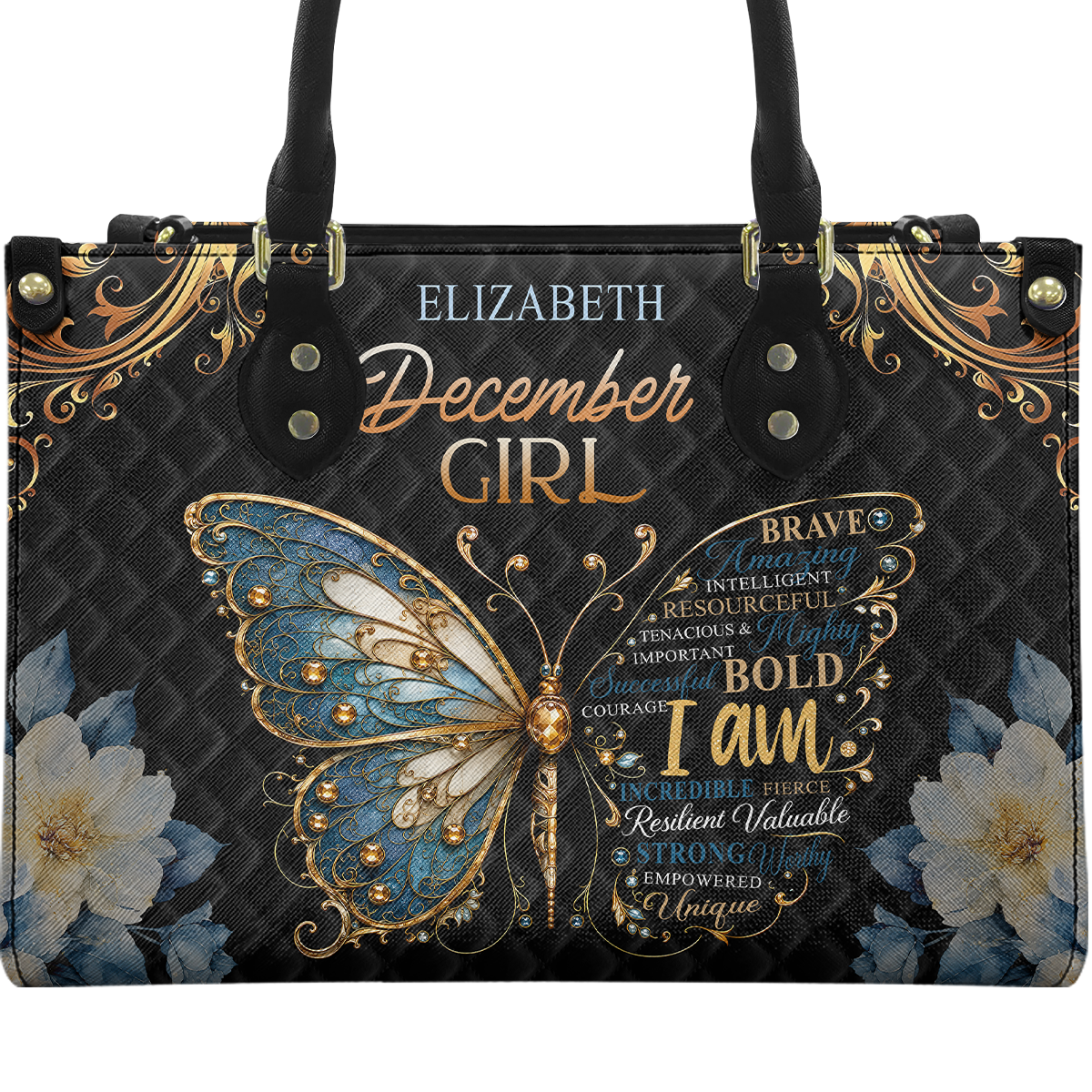 Personalized Birth Month Girl Leather Handbag — A09 product image