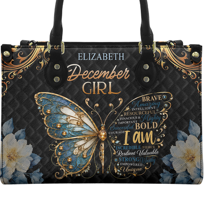 Personalized Birth Month Girl Leather Handbag — A09 product image