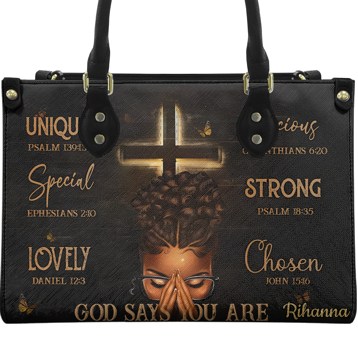 Personalized God Says You Are Leather Handbag — A09 product image