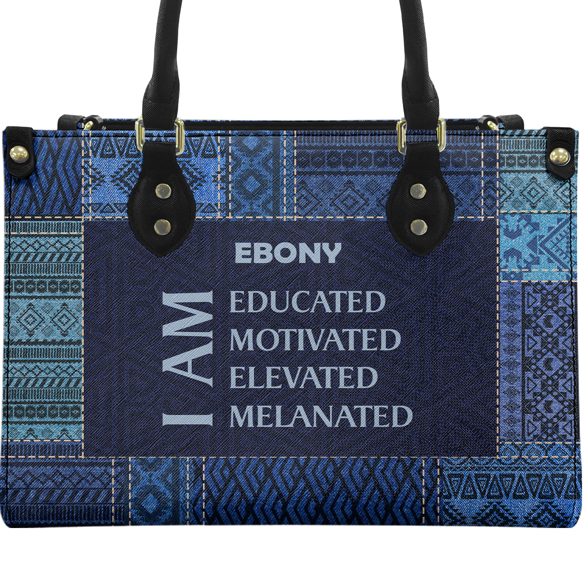 Personalized I Am Educated, Motivated, Elevated & Melanated Leather Handbag — A09 product image