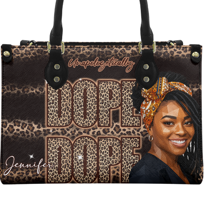 Personalized Unapologetically Dope Leather Handbag — A09 product image