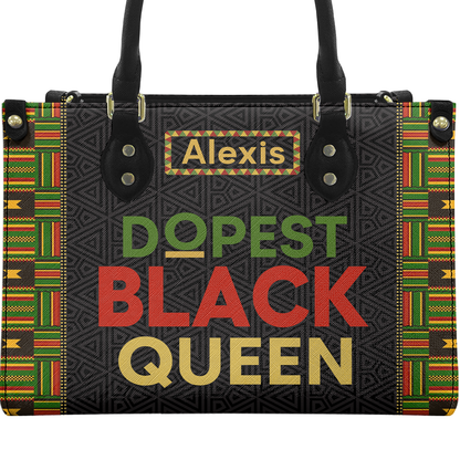 Personalized Dopest Black Queen Leather Handbag — A09 product image