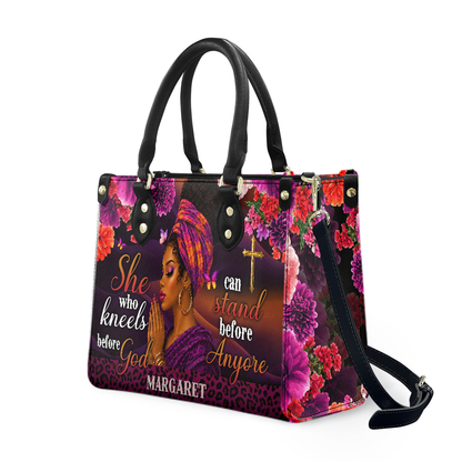 Personalized She Who Kneels Before God – V2 Leather Handbag — A03 product image