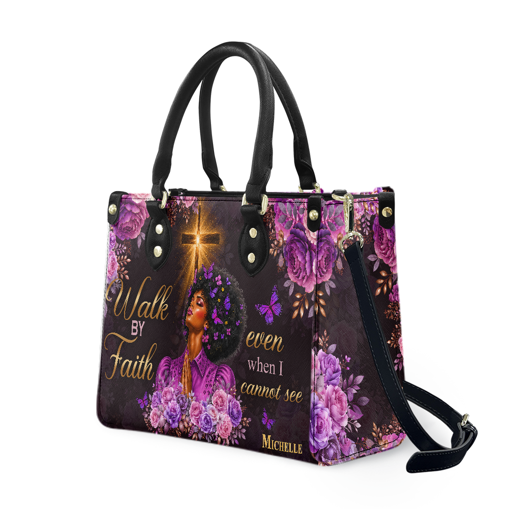 Personalized Walk By Faith Leather Handbag — A03 product image