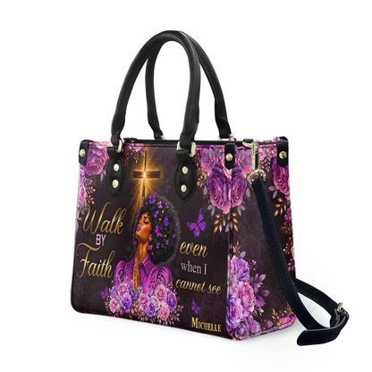 Personalized Walk By Faith Leather Handbag — A03 product image