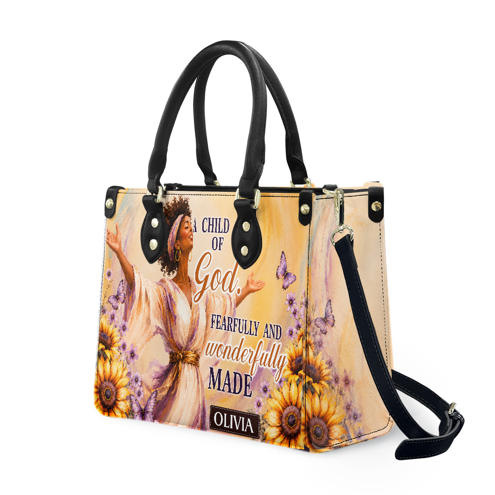 Personalized A Child Of God – V1 Leather Handbag — A03 product image