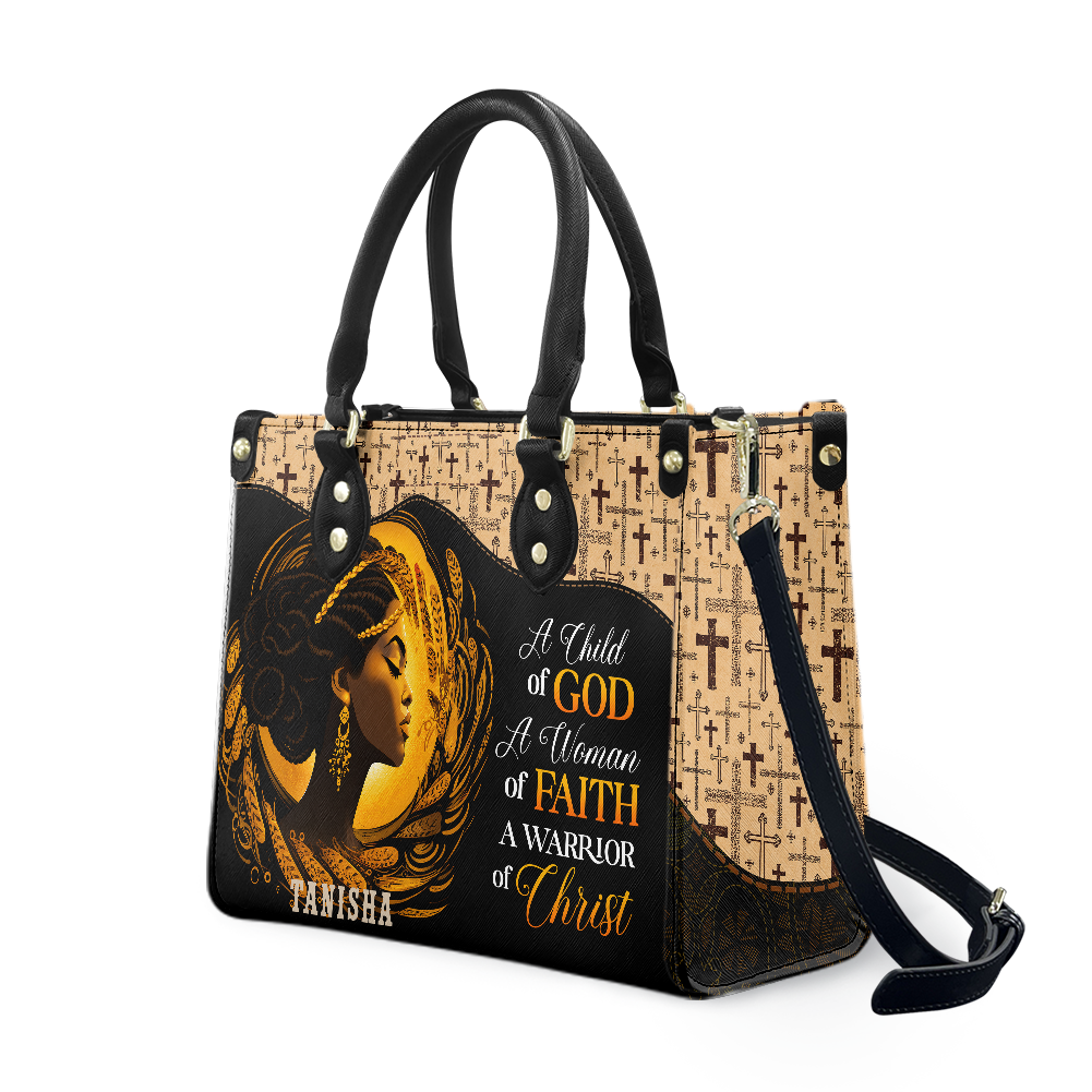 Personalized A Child Of God – V2 Leather Handbag — A03 product image