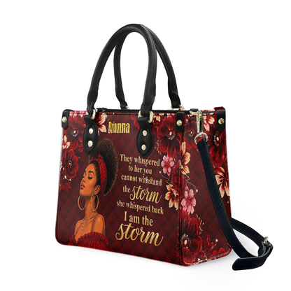 Personalized I Am The Storm – V1 Leather Handbag — A03 product image