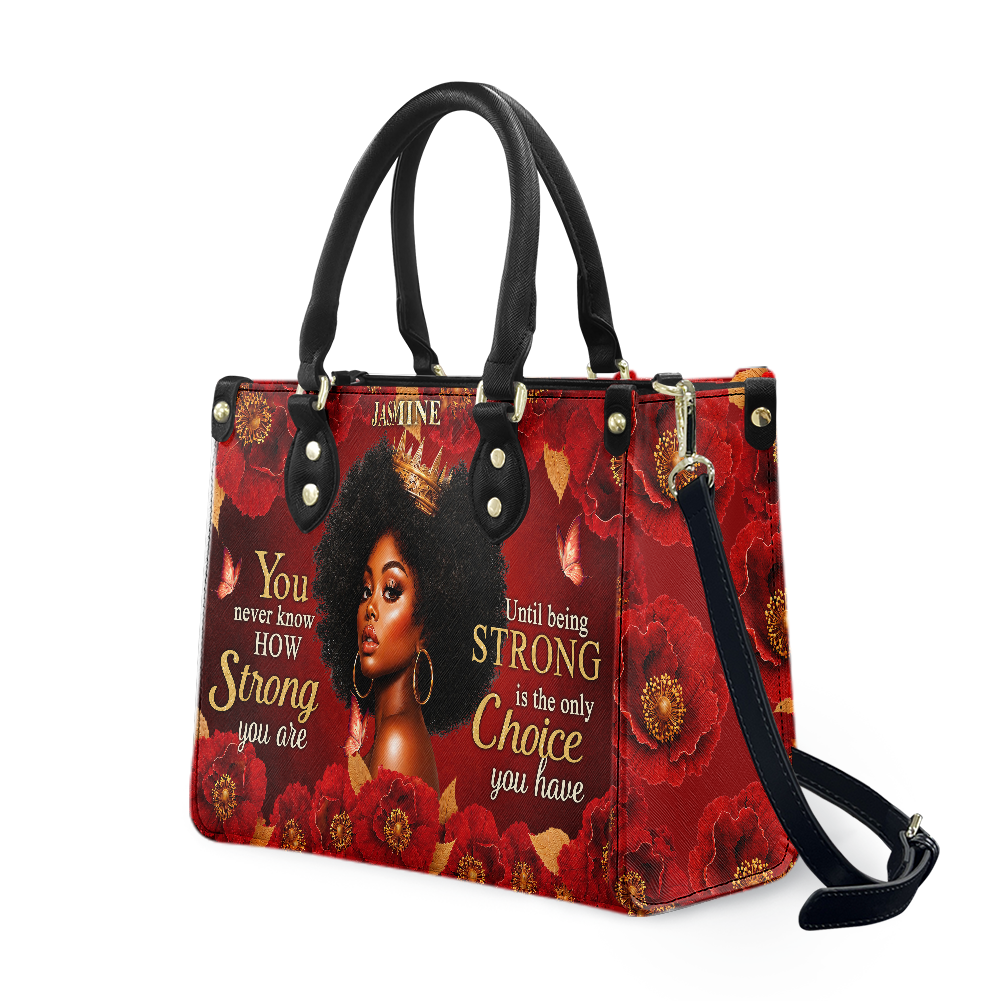Personalized Strong Is The Only Choice Leather Handbag — A03 product image