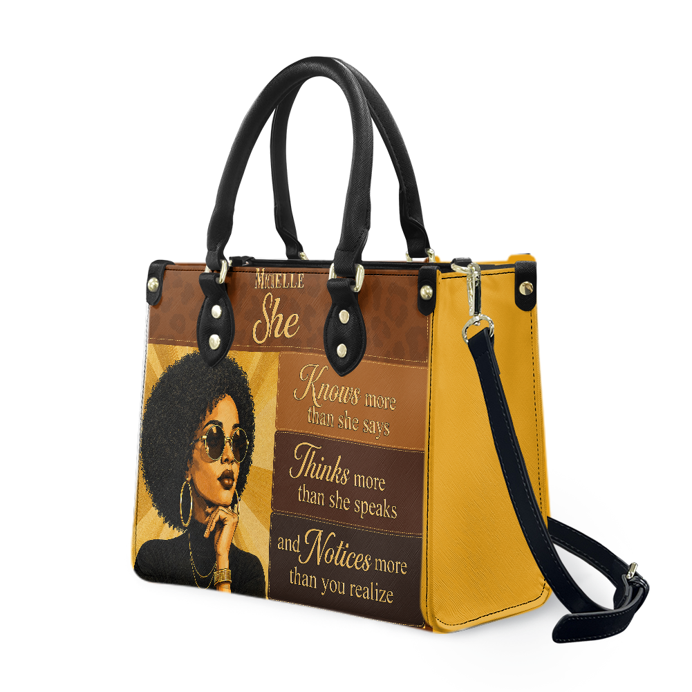 Personalized She Knows – V1 Leather Handbag — A03 product image
