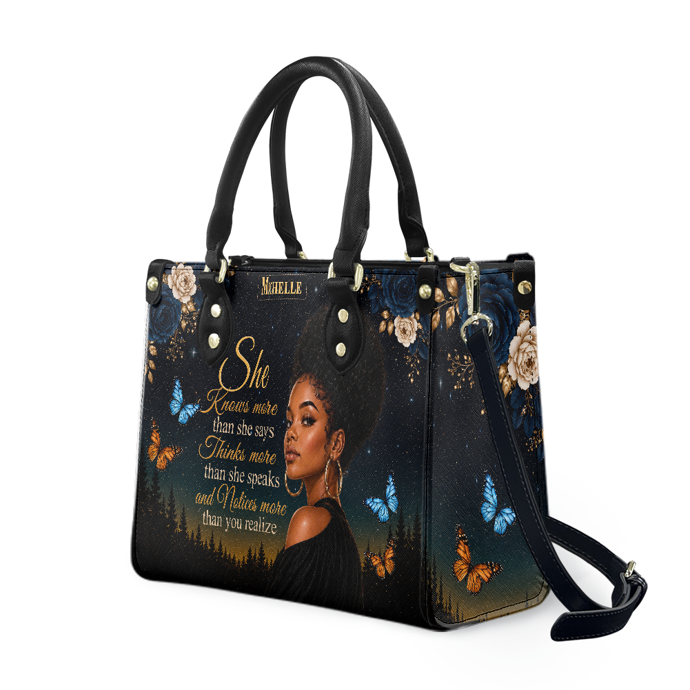 Personalized She Knows – V2 Leather Handbag — A03 product image