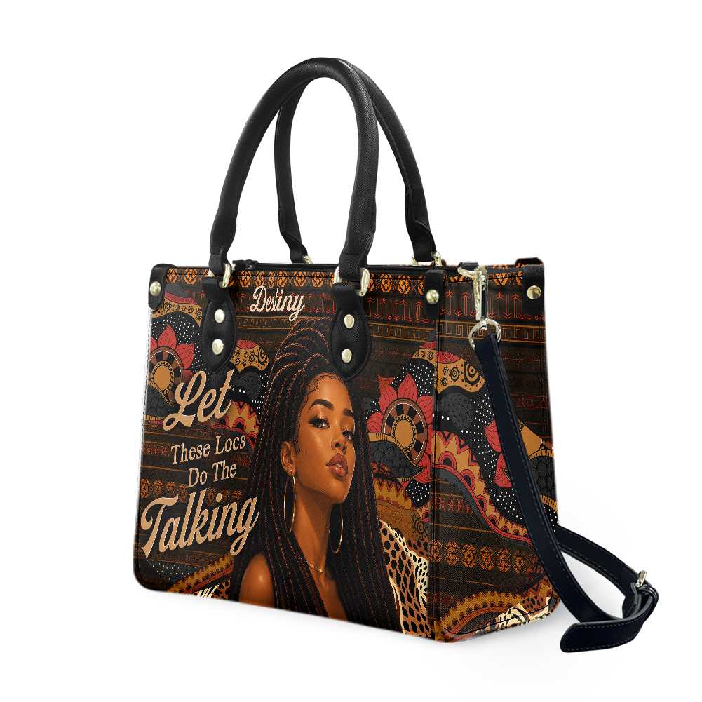 Personalized Let These Locs Do The Talking Leather Handbag — A03 product image
