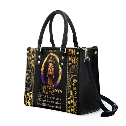 Personalized I Am A Black Queen – V2 Leather Handbag — A03 product image