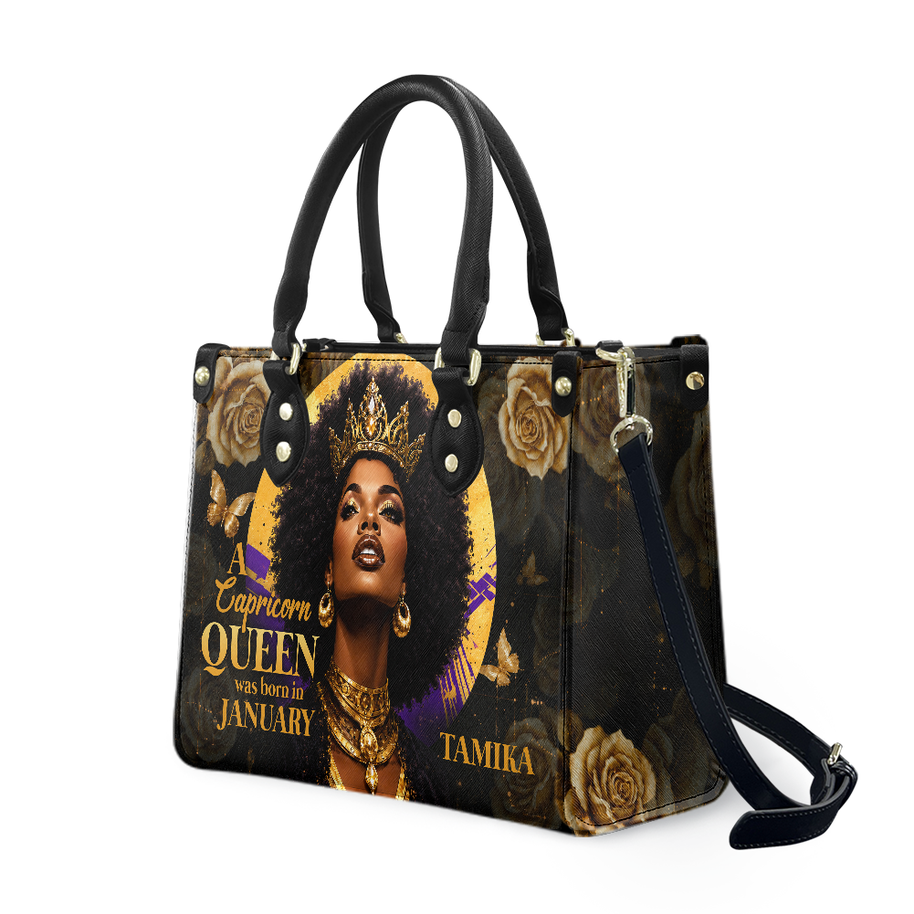 Personalized Zodiac Queen – V1 Leather Handbag — A03 product image