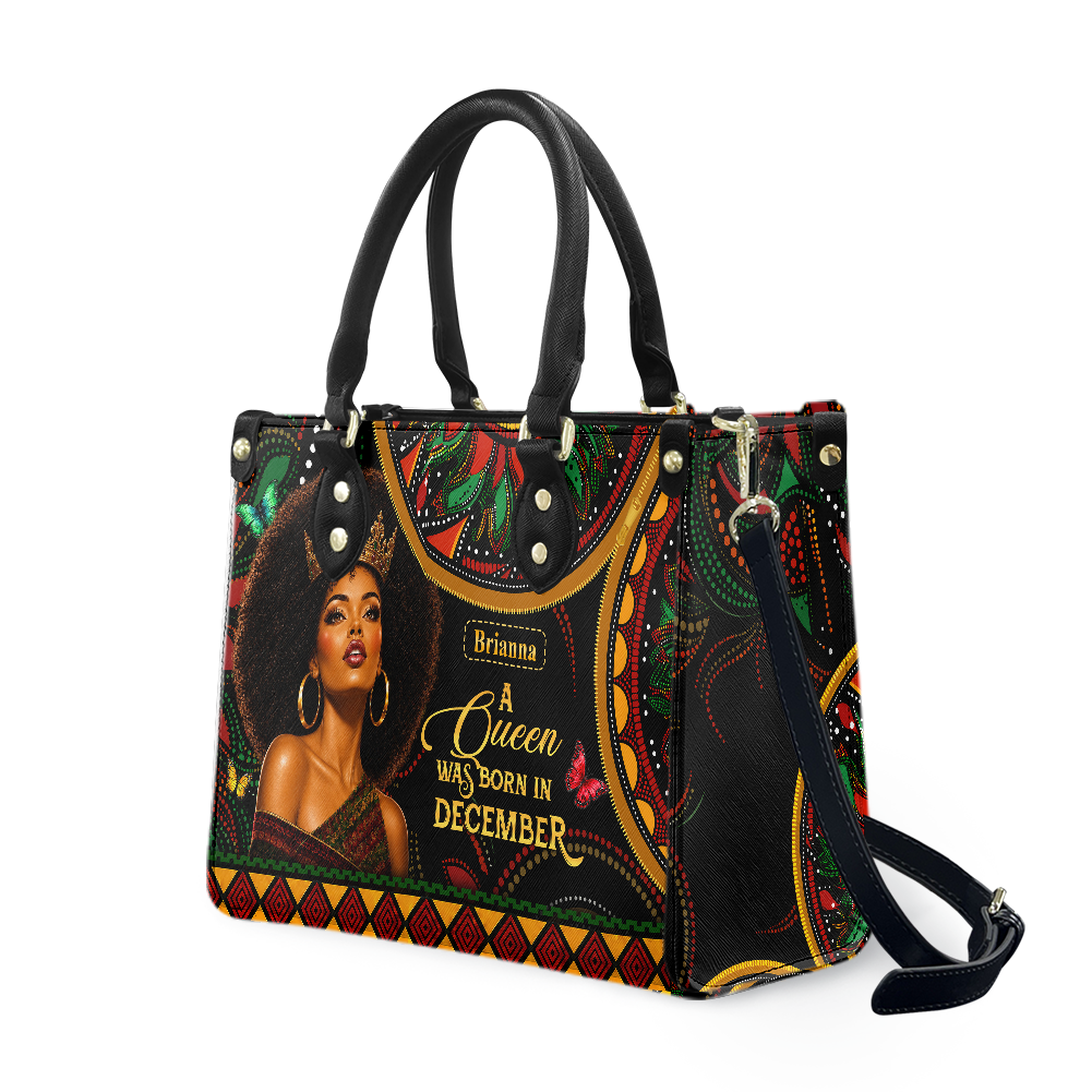 Personalized Birth Month Queen – V1 Leather Handbag — A03 product image
