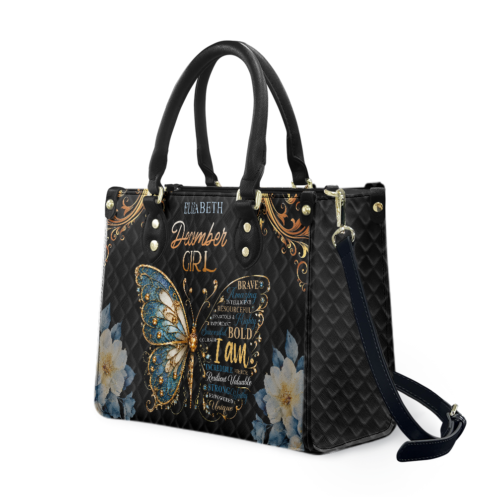 Personalized Birth Month Girl Leather Handbag — A03 product image