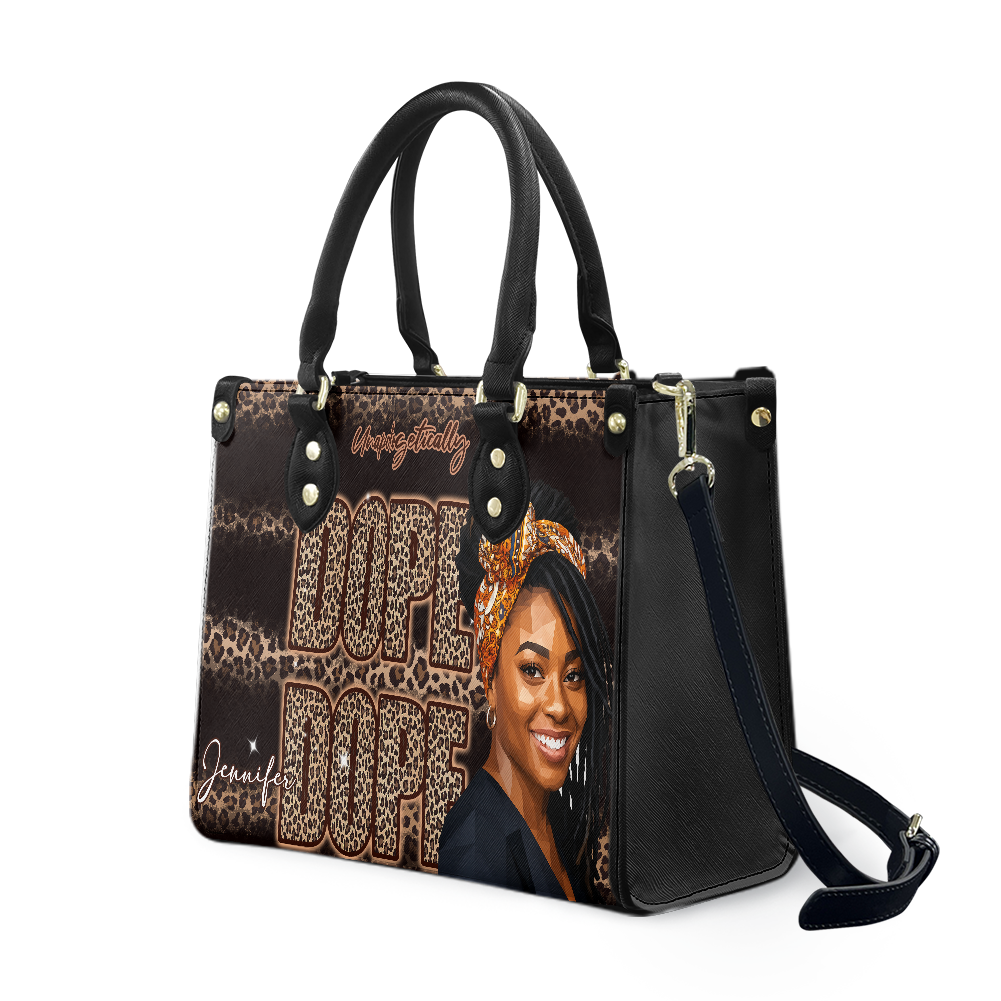 Personalized Unapologetically Dope Leather Handbag — A03 product image