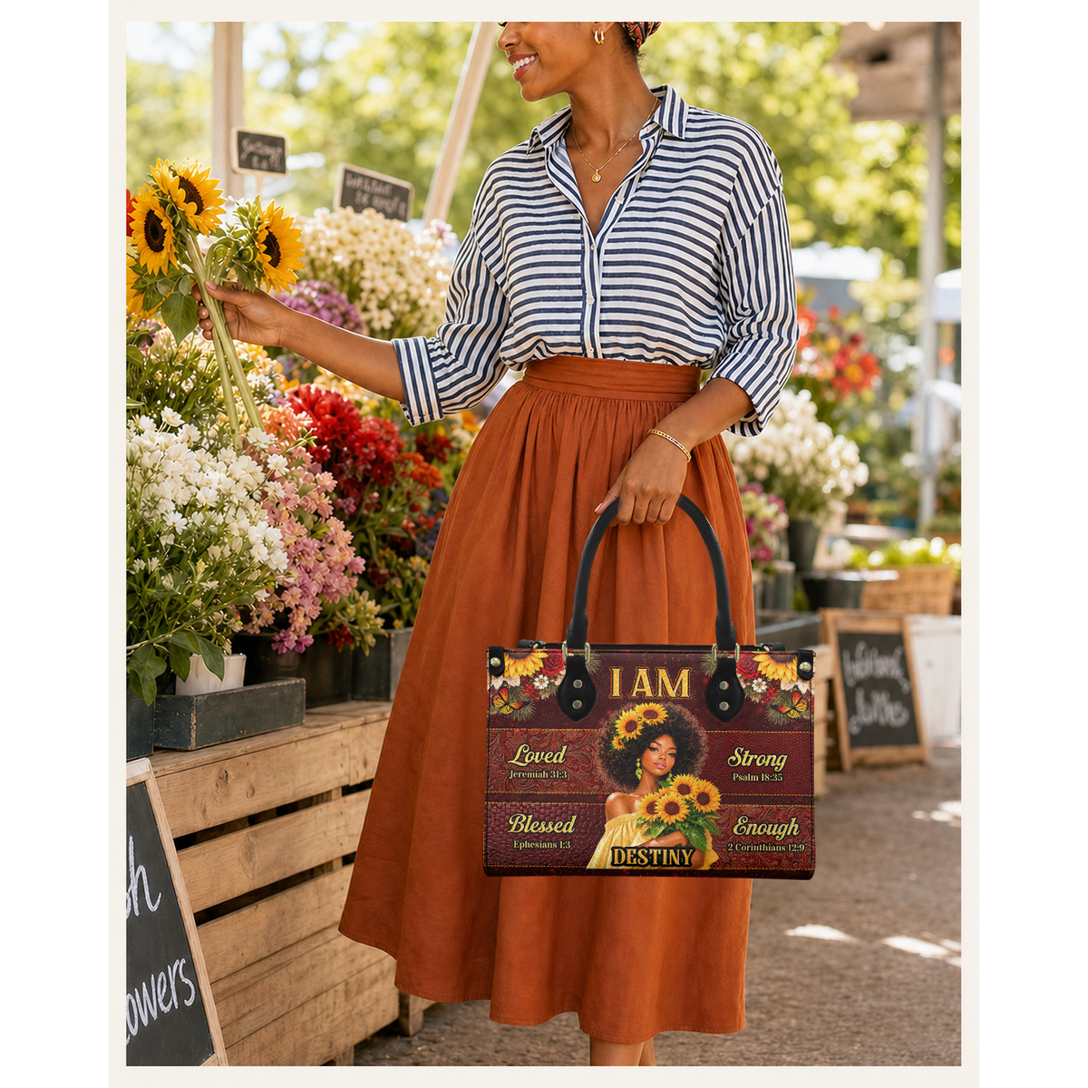 Personalized I Am Loved, Blessed, Strong & Enough Leather Handbag — C01 product image